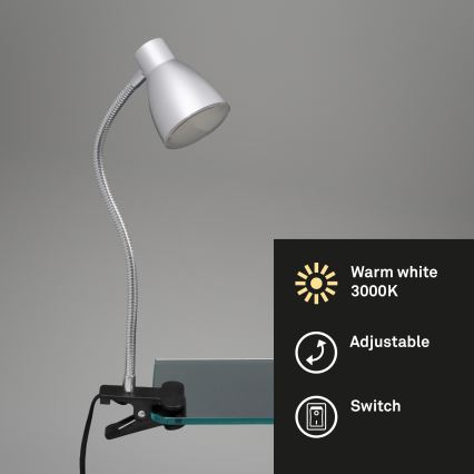 Briloner 2615-014P - LED Lampa s kvačicom GRIP LED/2,5W/230V srebrna