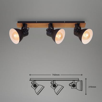 Briloner 2742-035 - Reflektorska svjetiljka SPOTLIGHT 3xE27/40W/230V crna/smeđa