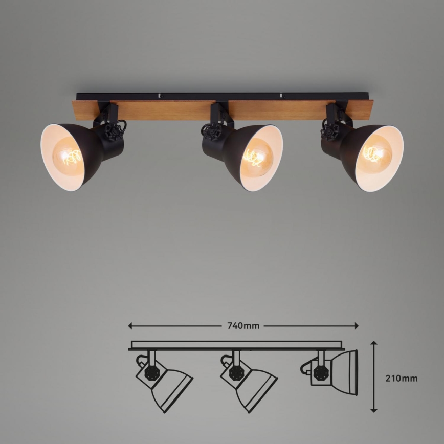 Briloner 2742-035 - Reflektorska svjetiljka SPOTLIGHT 3xE27/40W/230V crna/smeđa