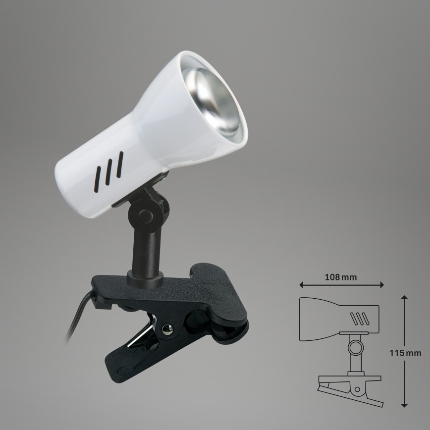 Briloner 2794/016P - Svjetiljka sa stezaljkom 1xE14/40W/230V crna/bijela
