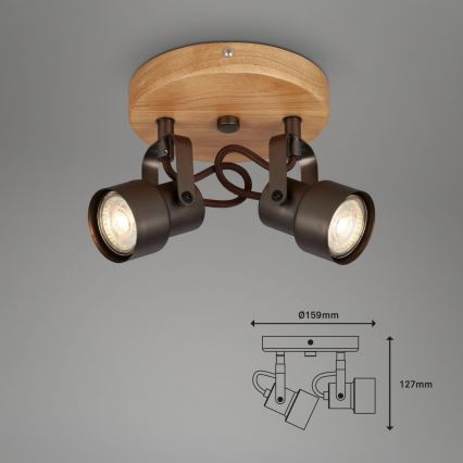Briloner 2872-025R - LED Reflektorska svjetiljka SPOTLIGHT 2xGU10/5W/230V smeđa