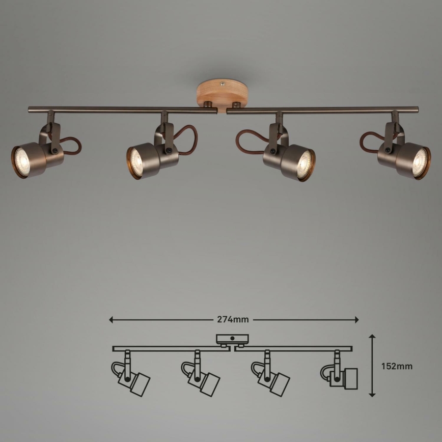 Briloner 2872-045 - LED Reflektorska svjetiljka TAHUN 4xGU10/5W/230V 3000K smeđa