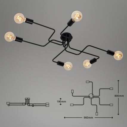 Briloner 2887-065 - Nadgradni luster FARETTO 6xE27/60W/230V