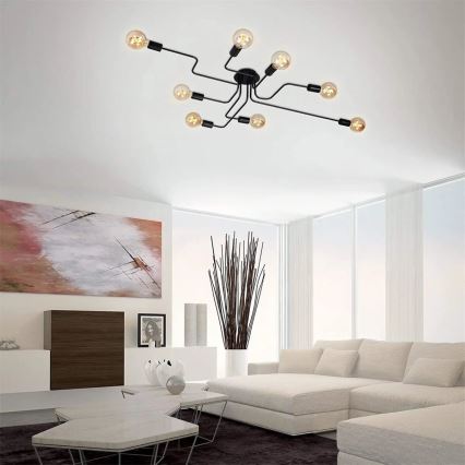 Briloner 2888-085 - Nadgradni luster FARETTO 8xE27/60W/230V crna