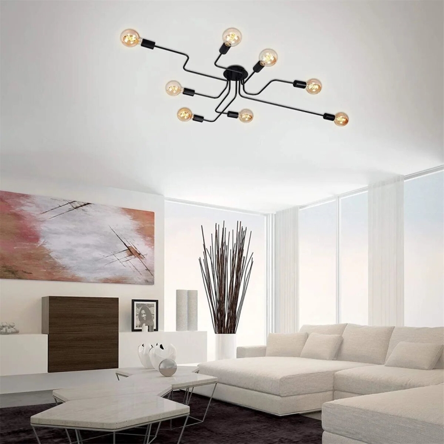 Briloner 2888-085 - Nadgradni luster FARETTO 8xE27/60W/230V crna