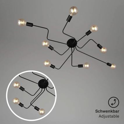 Briloner 2888-085 - Nadgradni luster FARETTO 8xE27/60W/230V crna