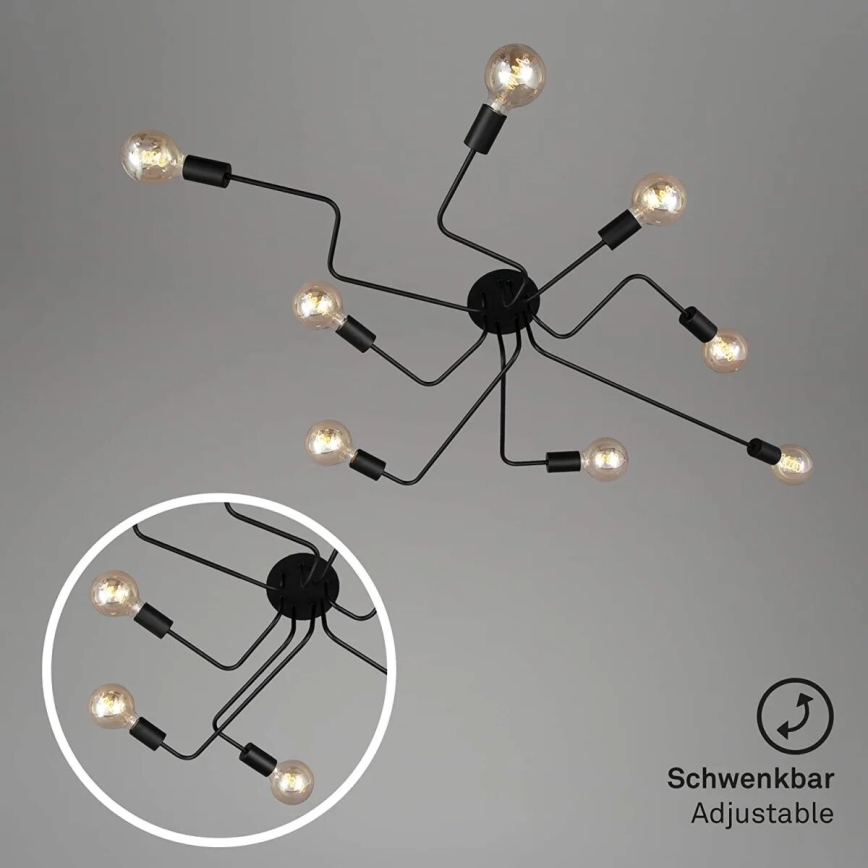 Briloner 2888-085 - Nadgradni luster FARETTO 8xE27/60W/230V crna