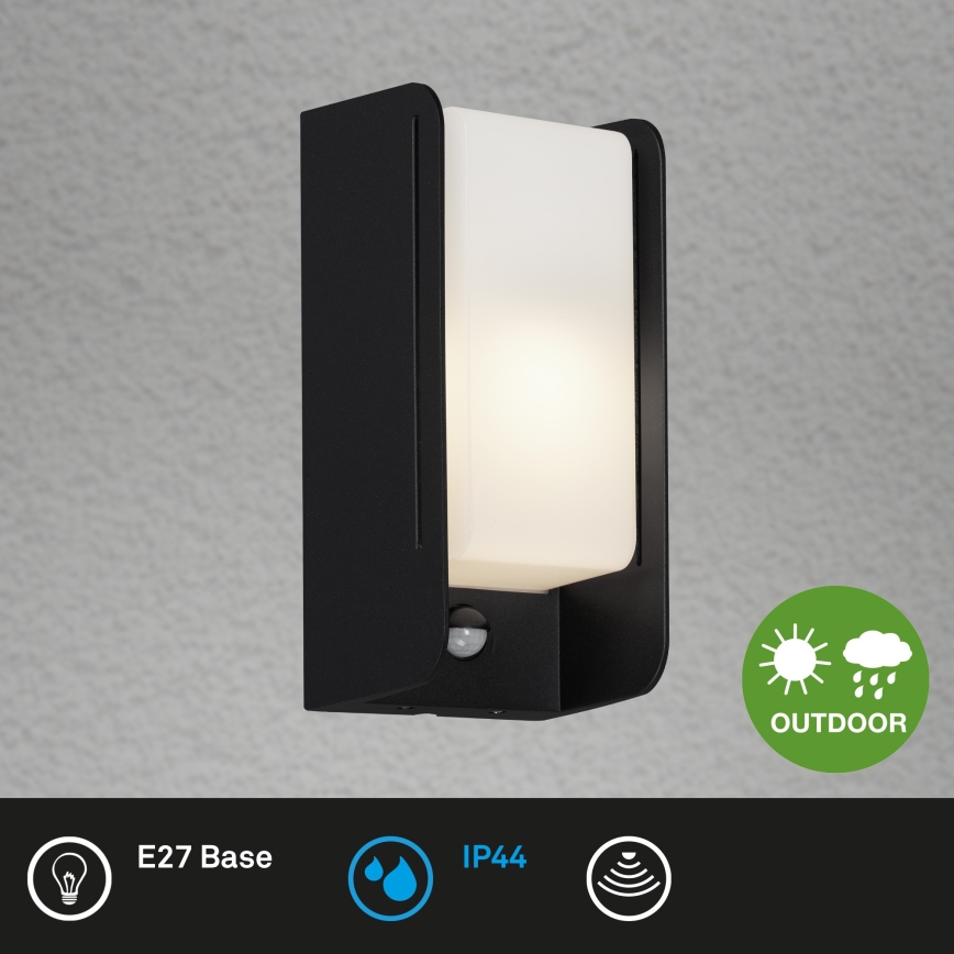 Briloner 3017-015 - Vanjska zidna svjetiljka sa senzorom BOKS 1xE27/12W/230V IP44