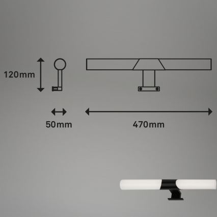 Briloner 3113-115 - LED kupaonska rasvjeta za ogledalo LED/12W/230V IP44 47 cm crna