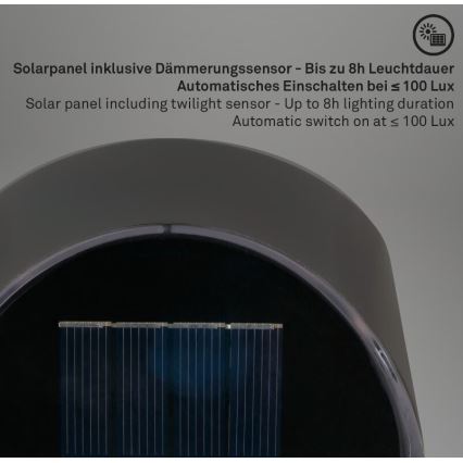 Briloner 3133015 - LED Solarna zidna svjetiljka LED/2W/3,7V IP44 3000K