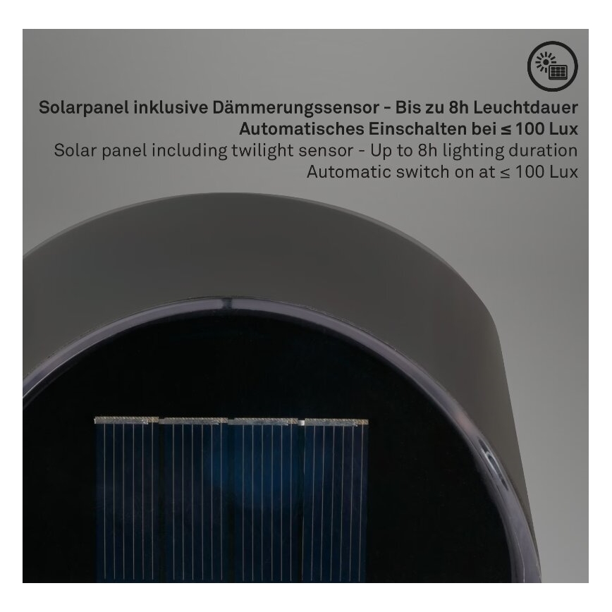 Briloner 3133015 - LED Solarna zidna svjetiljka LED/2W/3,7V IP44 3000K