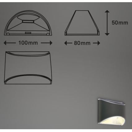 Briloner 3133015 - LED Solarna zidna svjetiljka LED/2W/3,7V IP44 3000K