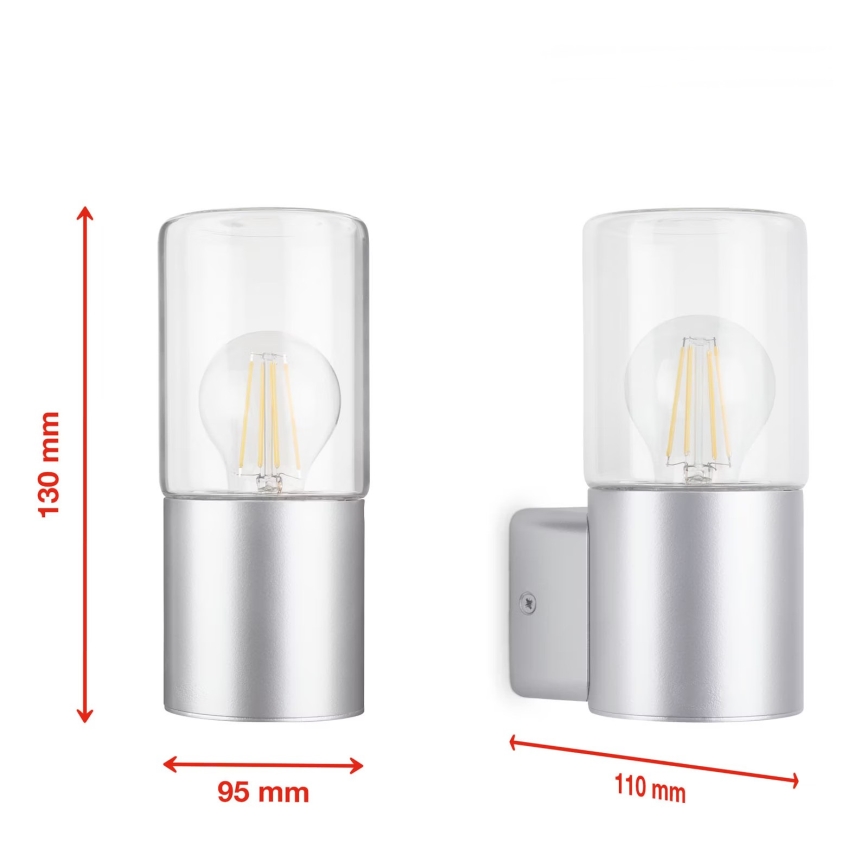 Briloner 320504TF - Vanjska zidna svjetiljka 1xE27/12W/230V IP44 srebrna