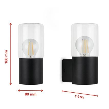 Briloner 320505TF - Vanjska zidna svjetiljka 1xE27/12W/230V IP44 crna