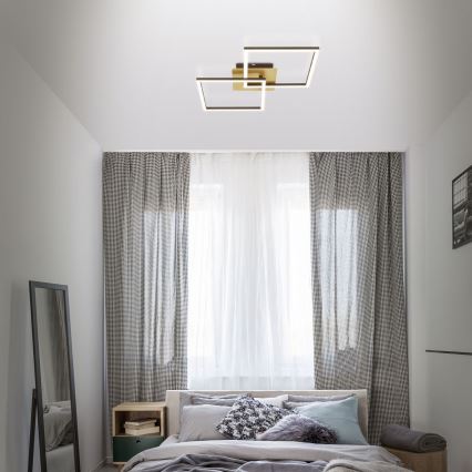 Briloner 3210-017 - LED stropna svjetiljka s prigušivanjem FRAME 2xLED/11W/230V zlatna