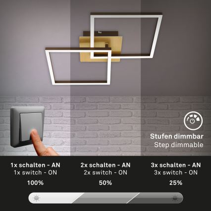 Briloner 3210-017 - LED stropna svjetiljka s prigušivanjem FRAME 2xLED/11W/230V zlatna