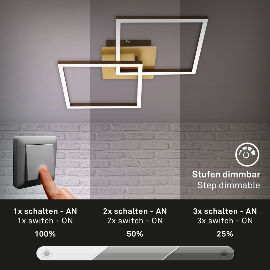 Briloner 3210-017 - LED stropna svjetiljka s prigušivanjem FRAME 2xLED/11W/230V zlatna