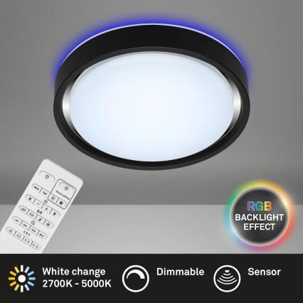 Briloner 3227-015 - LED RGB stropna svjetiljka s prigušivanjem i senzorom TALENA LED/24W/230V crna + daljinski upravljač