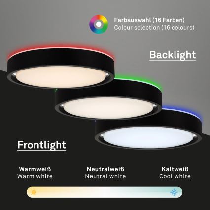 Briloner 3227-015 - LED RGB stropna svjetiljka s prigušivanjem i senzorom TALENA LED/24W/230V crna + daljinski upravljač