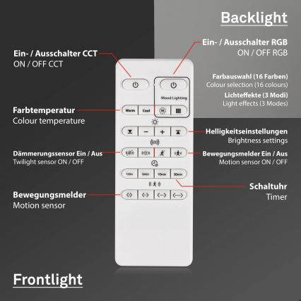 Briloner 3227-015 - LED RGB stropna svjetiljka s prigušivanjem i senzorom TALENA LED/24W/230V crna + daljinski upravljač