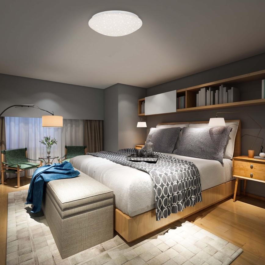 Briloner 3373-016 - LED stropna svjetiljka STARRY s mogućnošću prigušivanja LED/15W/230V 3000-6500K Ø 28 cm bijela + daljinski upravljač