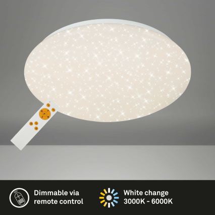 Briloner 3373-016 - LED stropna svjetiljka STARRY s mogućnošću prigušivanja LED/15W/230V 3000-6500K Ø 28 cm bijela + daljinski upravljač