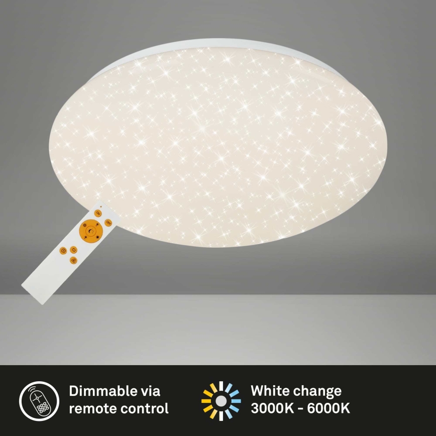 Briloner 3373-016 - LED stropna svjetiljka STARRY s mogućnošću prigušivanja LED/15W/230V 3000-6500K Ø 28 cm bijela + daljinski upravljač