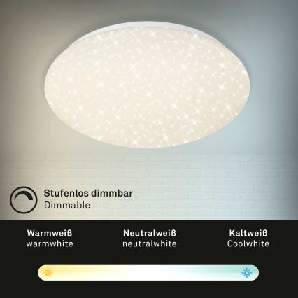Briloner 3373-016 - LED stropna svjetiljka STARRY s mogućnošću prigušivanja LED/15W/230V 3000-6500K Ø 28 cm bijela + daljinski upravljač