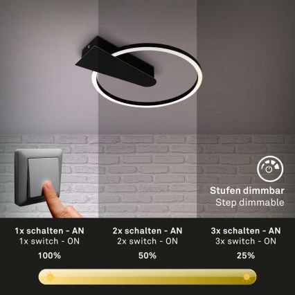 Briloner 3542-015 - LED Prigušiva stropna svjetiljka NICO LED/12W/230V crna