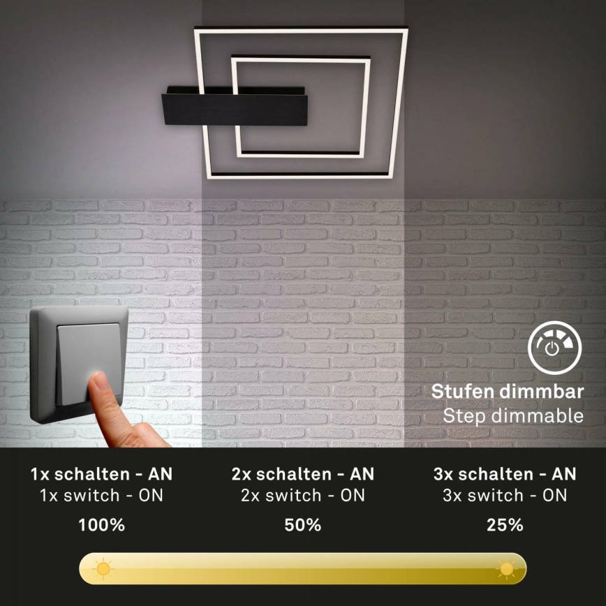 Briloner 3545-015 - LED Prigušiva stropna svjetiljka NICO LED/25W/230V crna