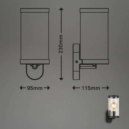 Briloner 3600-015 - Vanjska zidna svjetiljka KAIRO 1xE27/12W/230V IP44 crna