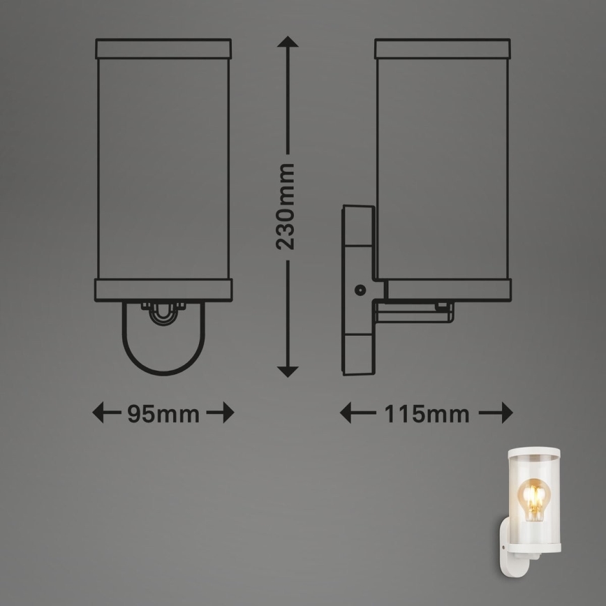 Briloner 3600-016 - Vanjska zidna svjetiljka KAIRO 1xE27/12W/230V IP44 bijela