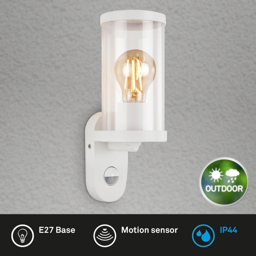 Briloner 3628-016 - Vanjska zidna svjetiljka sa senzorom KAIRO 1xE27/12W/230V IP44 bijela