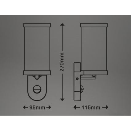 Briloner 3628-016 - Vanjska zidna svjetiljka sa senzorom KAIRO 1xE27/12W/230V IP44 bijela