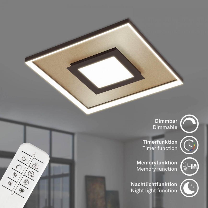 Briloner 3641-017 - LED Prigušiva stropna svjetiljka FRAME LED/30W/230V 2700-6500K zlatna + daljinski upravljač