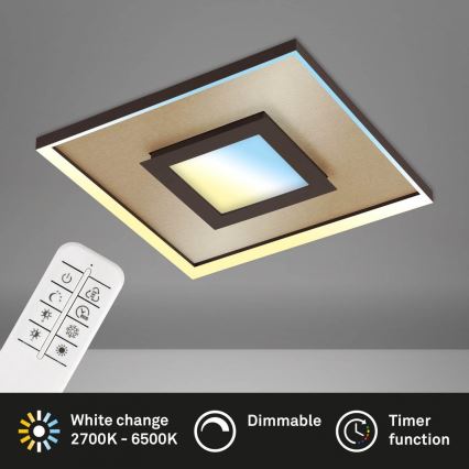 Briloner 3641-017 - LED Prigušiva stropna svjetiljka FRAME LED/30W/230V 2700-6500K zlatna + daljinski upravljač