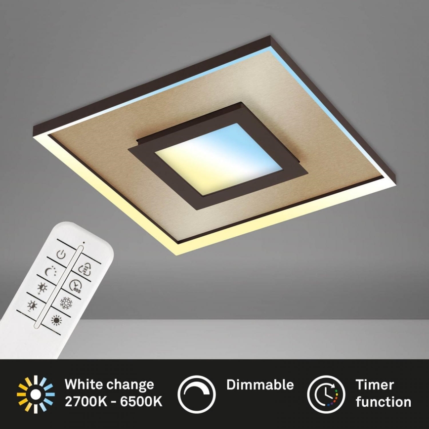 Briloner 3641-017 - LED Prigušiva stropna svjetiljka FRAME LED/30W/230V 2700-6500K zlatna + daljinski upravljač