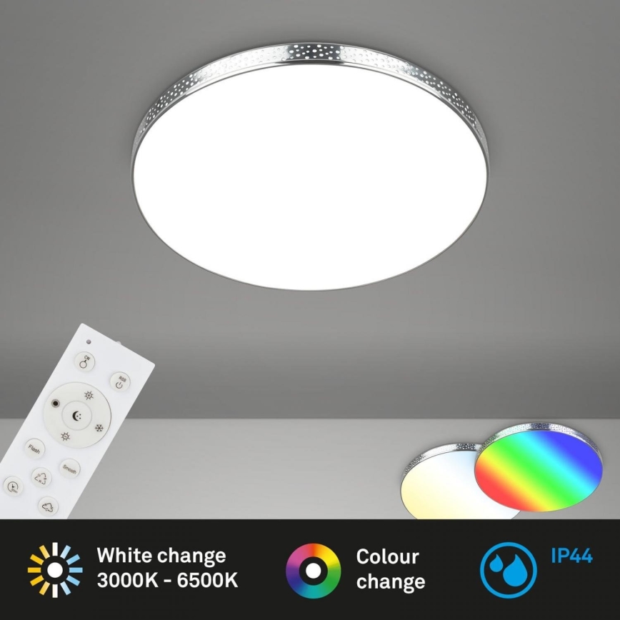 Briloner 3679-018 - LED RGB Prigušiva stropna svjetiljka za kupaonicu MAGA LED/18,5W/230V 3000-6500K pr. 35,5 cm + daljinski upravljač
