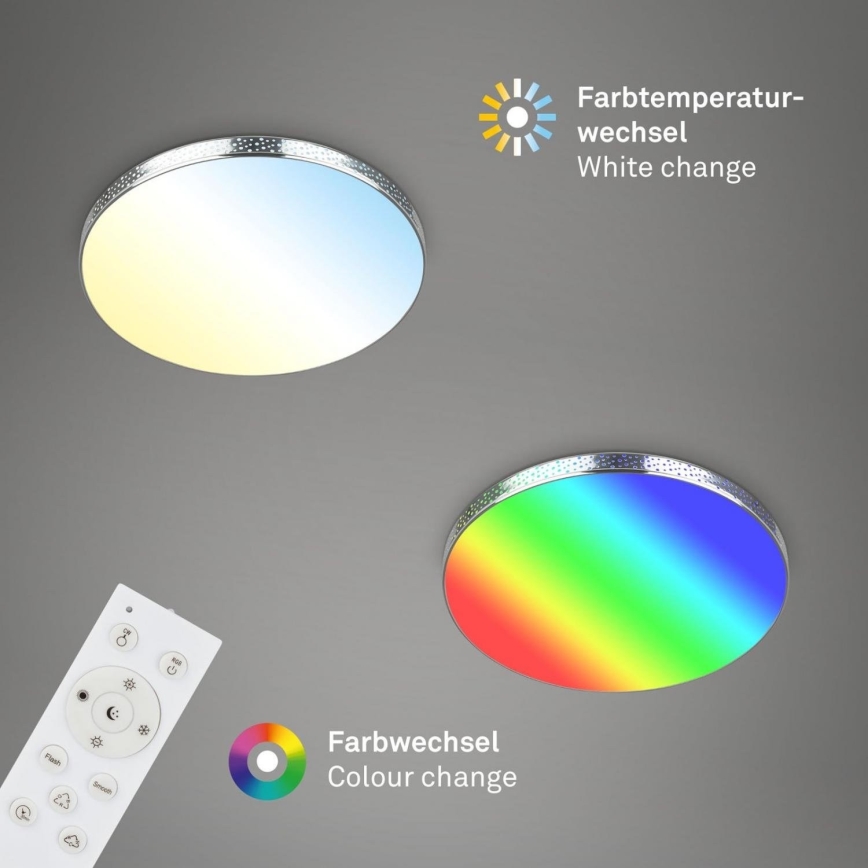 Briloner 3679-018 - LED RGB Prigušiva stropna svjetiljka za kupaonicu MAGA LED/18,5W/230V 3000-6500K pr. 35,5 cm + daljinski upravljač