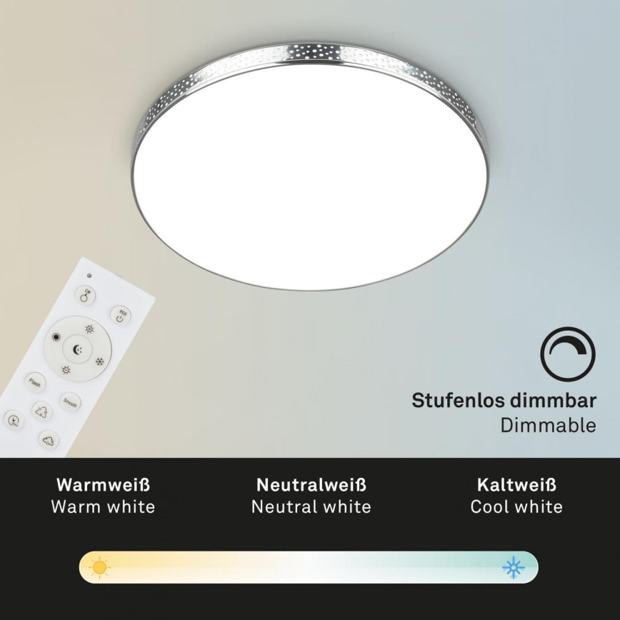 Briloner 3679-018 - LED RGB Prigušiva stropna svjetiljka za kupaonicu MAGA LED/18,5W/230V 3000-6500K pr. 35,5 cm + daljinski upravljač