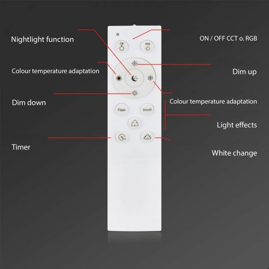Briloner 3679-018 - LED RGB Prigušiva stropna svjetiljka za kupaonicu MAGA LED/18,5W/230V 3000-6500K pr. 35,5 cm + daljinski upravljač