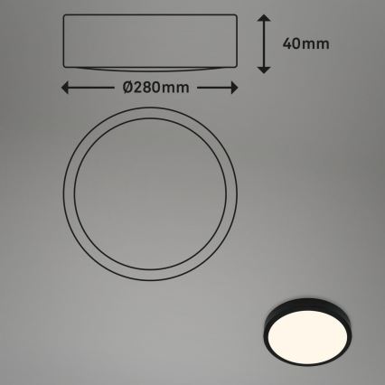 Briloner 3700-015 - LED Stropna svjetiljka RUNA LED/16W/230V 3000K pr. 28 cm crna