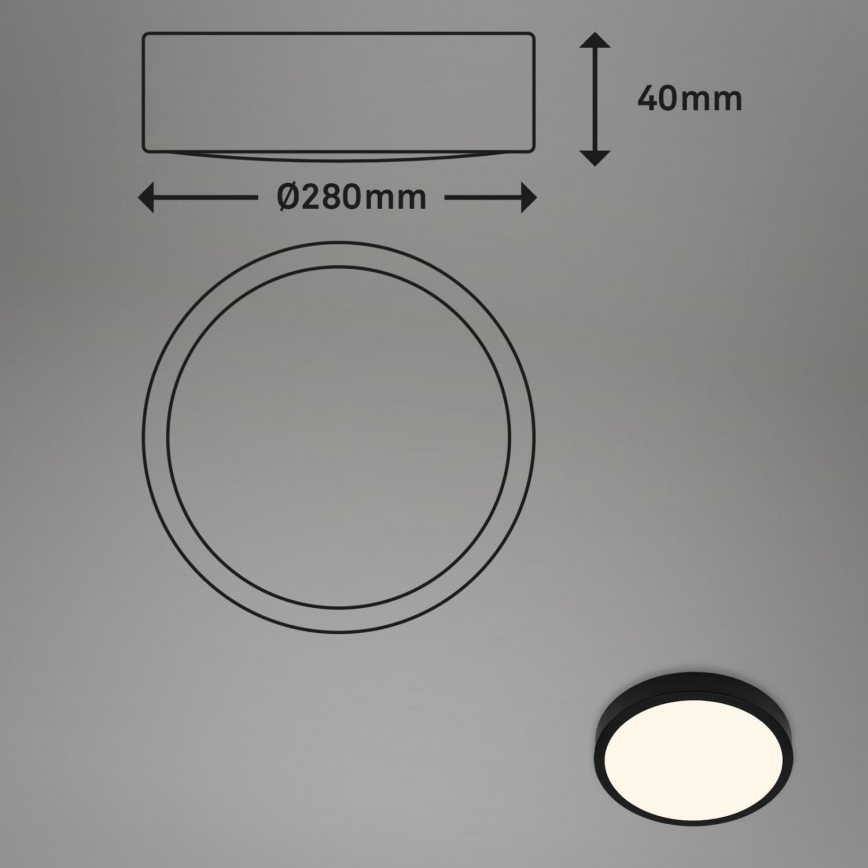 Briloner 3700-015 - LED Stropna svjetiljka RUNA LED/16W/230V 3000K pr. 28 cm crna