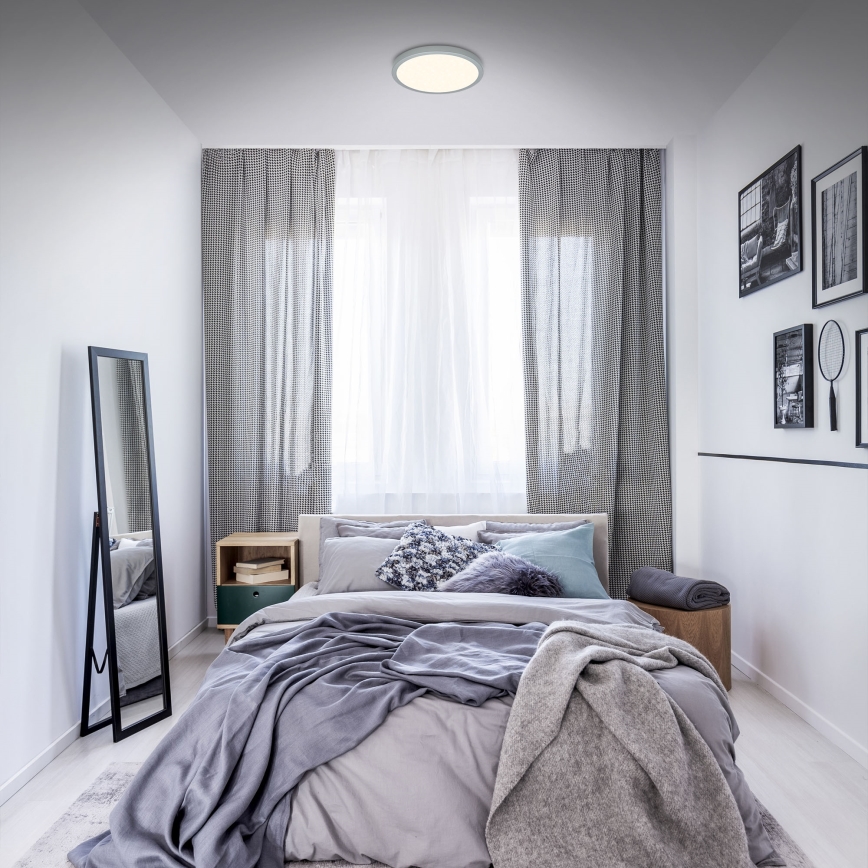 Briloner 3701-014 - LED Prigušiva stropna svjetiljka RUNA LED/18W/230V 2700-6500K srebrna + daljinski upravljač