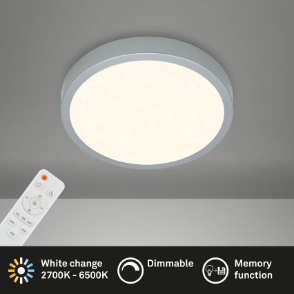 Briloner 3701-014 - LED Prigušiva stropna svjetiljka RUNA LED/18W/230V 2700-6500K srebrna + daljinski upravljač
