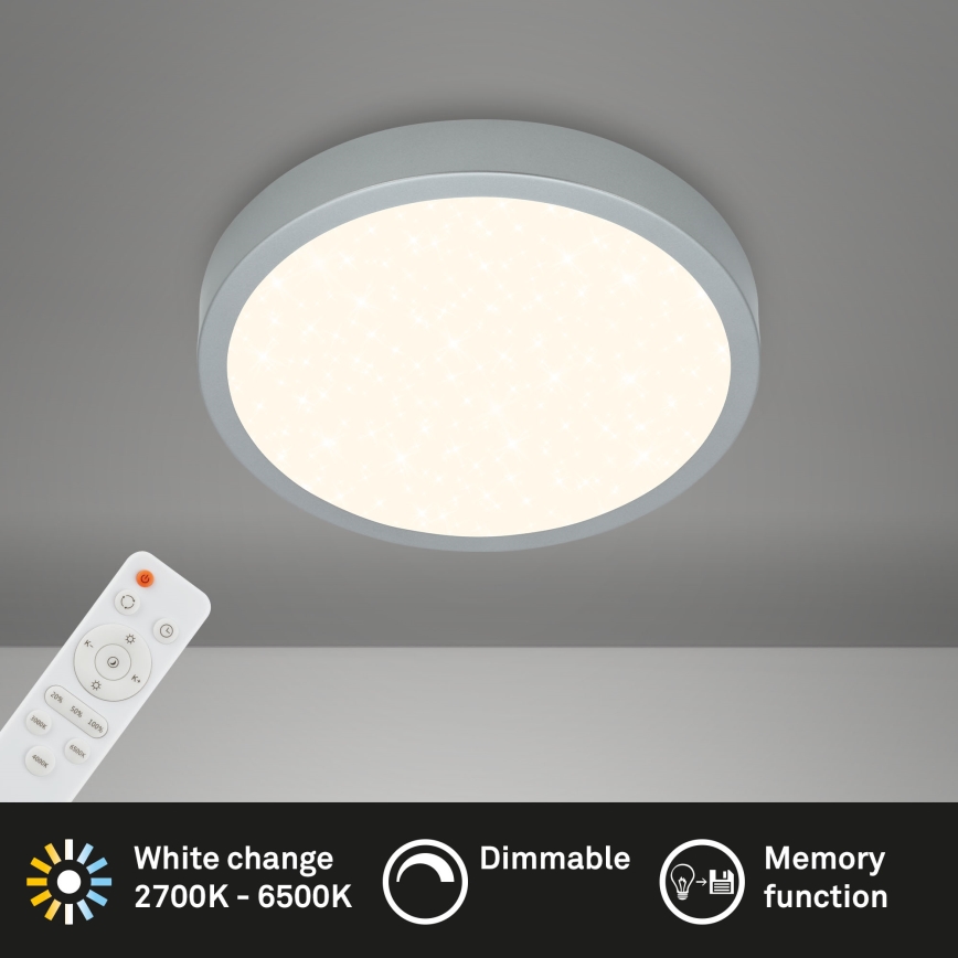 Briloner 3701-014 - LED Prigušiva stropna svjetiljka RUNA LED/18W/230V 2700-6500K srebrna + daljinski upravljač