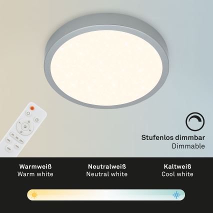 Briloner 3701-014 - LED Prigušiva stropna svjetiljka RUNA LED/18W/230V 2700-6500K srebrna + daljinski upravljač