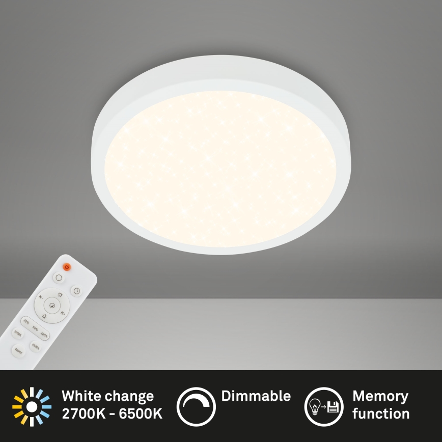 Briloner 3701-016 - LED stropna svjetiljka s prigušivanjem RUNA LED/18W/230V 2700-6500K bijela + daljinski upravljač