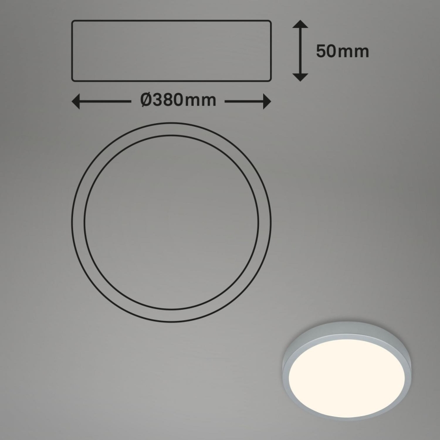 Briloner 3703-014 - LED Stropna svjetiljka RUNA LED/24W/230V 3000K pr. 38 cm srebrna