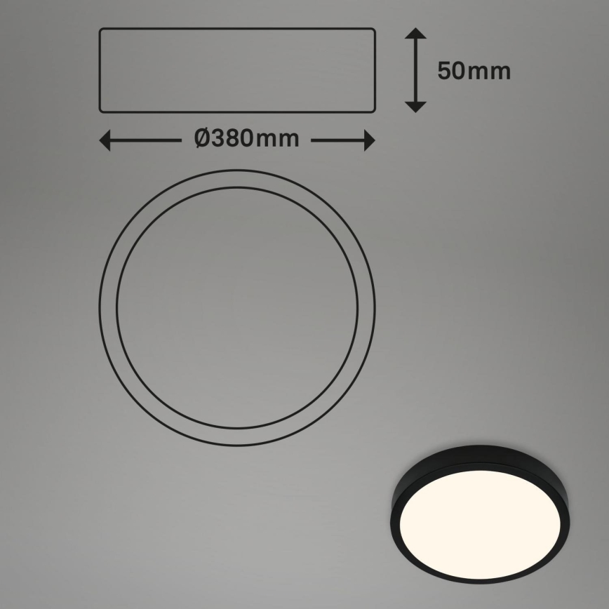 Briloner 3703-015 - LED Stropna svjetiljka RUNA LED/24W/230V 3000K pr. 38 cm crna